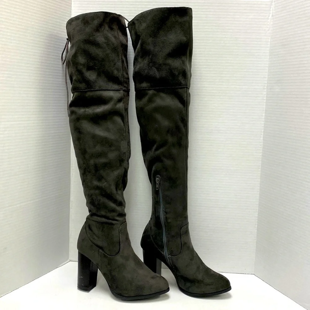 Qupid Charcoal Zinc Women’s Over The Knee Boots